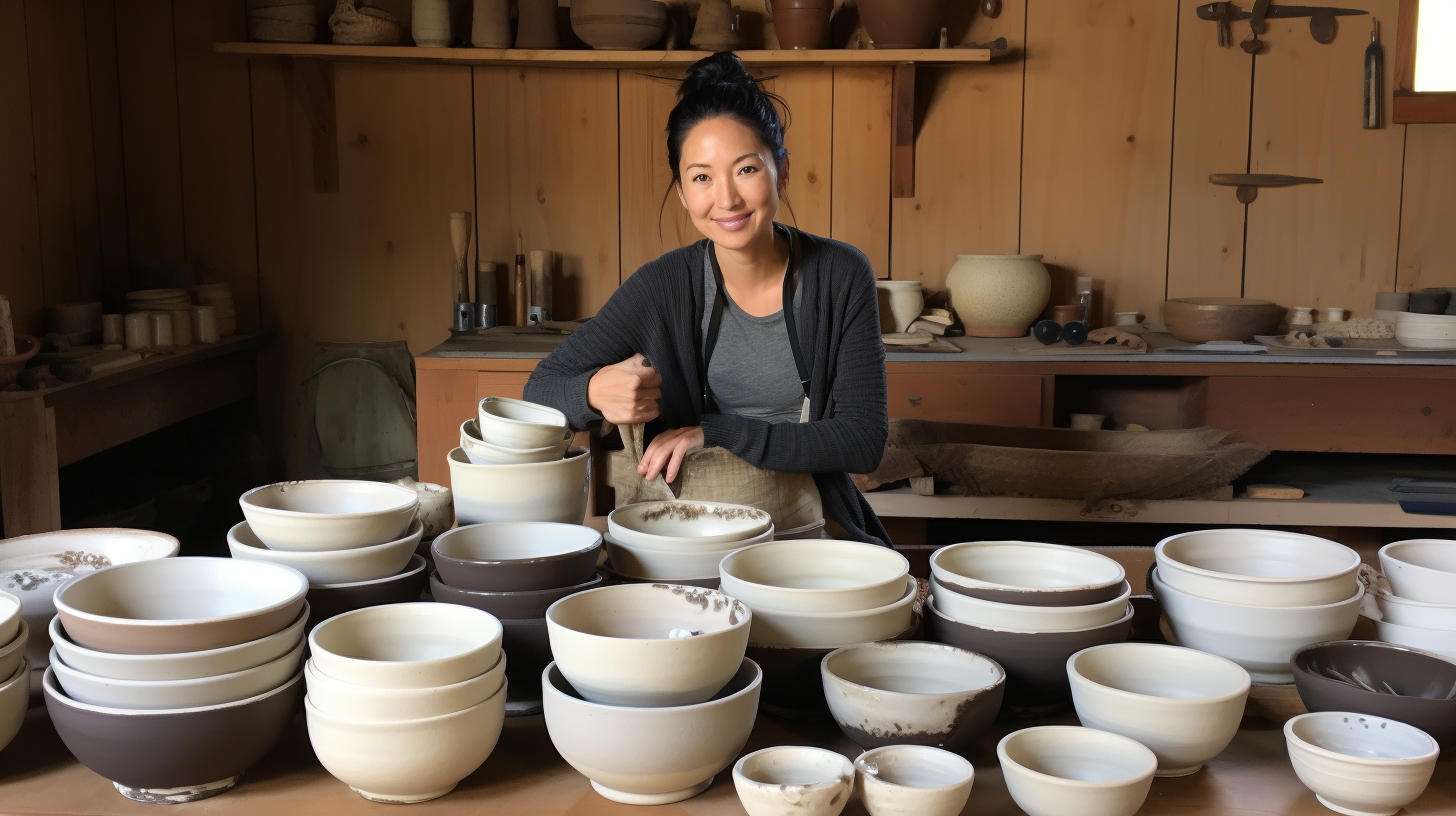 Stoneware Mixing Bowls with a chef