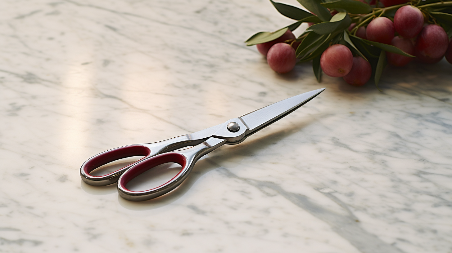 kitchen scissors on a marble table