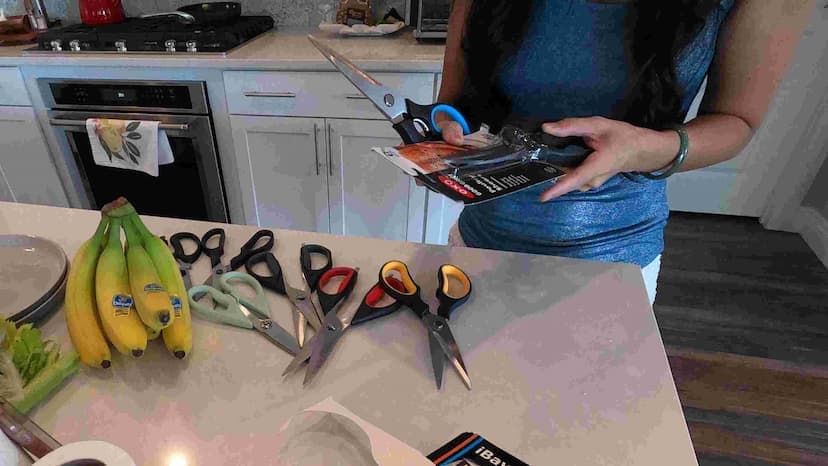 Testing of several new kitchen shear scissors