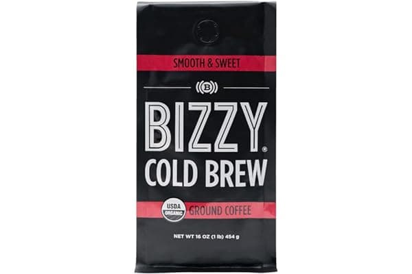 Bizzy Organic Cold Brew Coffee | Smooth & Sweet Blend | Coarse Ground Coffee | Micro Sifted | Specialty Grade | 100% Arabica | 1 LB