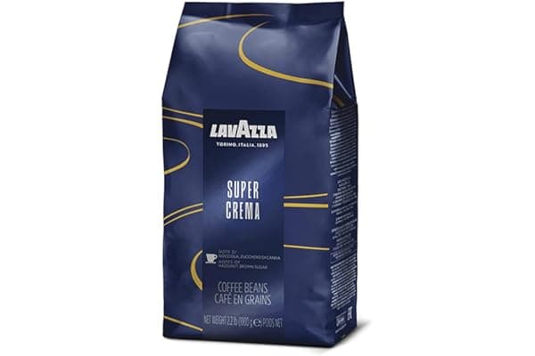 Lavazza Super Crema Whole Bean Coffee Blend, Medium Espresso Roast, Authentic Italian,Produced in a nut-free facility center, Mild and creamy with notes of hazelnuts and brown sugar, 2.2LB (Pack of 1)