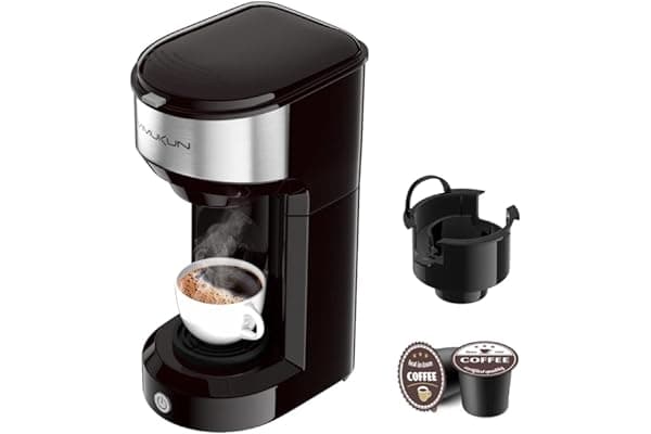 Single Serve Coffee Maker Coffee Brewer for K-Cup Single Cup Capsule and Ground Coffee, Single Cup Coffee Makers with 6 to 14oz Reservoir, Mini Size