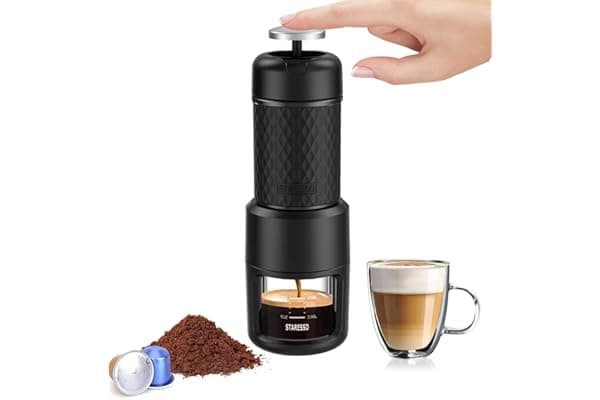 STARESSO (Upgrade) Portable Espresso Machine - Manual Espresso with Rich & Thick Crema, Mini Coffee Maker Using Ground Coffee & Espresso Pods, Portable Espresso Maker for Travel Camping Office Home