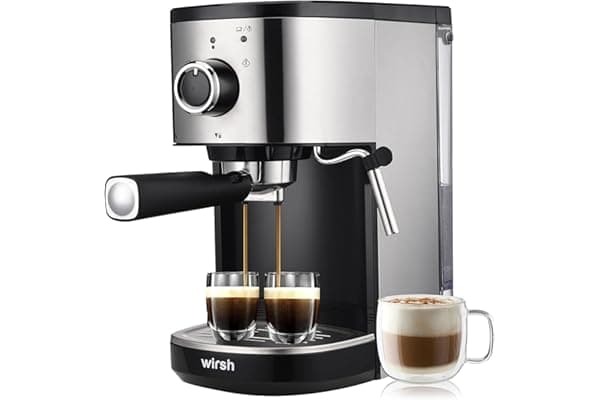 Wirsh Espresso Machine, 15 Bar Espresso Maker with Milk Frother for Espresso, Latte and Cappuccino, Expresso Coffee Machine with 42 oz removable water tank, Stainless Steel