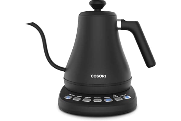 COSORI Electric Kettle Gooseneck with Temperature Control, 5 Presets Electric Tea Kettle & Pour Over Coffee Kettle, Stainless Steel, Ultra Fast, Auto Shutoff Boil-Dry Protection, 0.8L, Matte Black