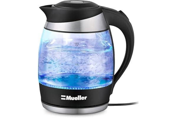 Mueller Ultra Kettle: Model No. M99S 1500W Electric Kettle with SpeedBoil Tech, 1.8 Liter Cordless with LED Light, Borosilicate Glass, Auto Shut-Off and Boil-Dry Protection