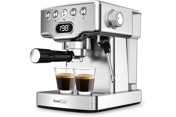 Geek Chef Espresso Machine,20 bar espresso machine with milk frother for latte,cappuccino,Machiato,for home espresso maker,1.8L Water Tank,Stainless Steel