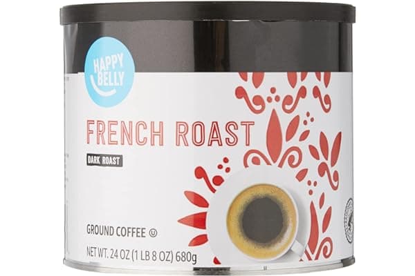 Amazon Brand - Happy Belly French Roast Canister Coffee, Dark Roast, 24 Ounce