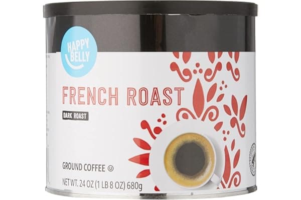 Amazon Brand - Happy Belly French Roast Canister Coffee, Dark Roast, 24 Ounce