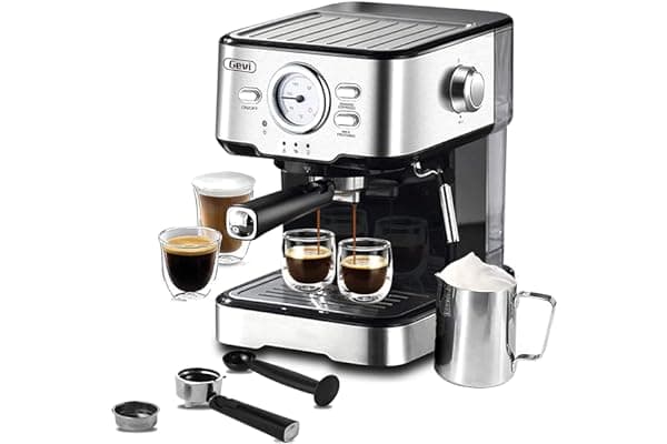 Gevi Espresso Machine 15 Bar, Expresso Coffee Machine With Milk Foaming Steam Wand, Espresso and Cappuccino Maker, 1.5L Water Tank, For Home Barista, 1100W, Black