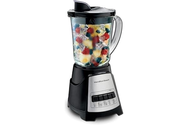 Hamilton Beach 58148A Blender to Puree - Crush Ice - and Make Shakes and Smoothies - 40 Oz Glass Jar - 12 Functions - Black and Stainless,8.66 x 6.5 x 14.69 inches
