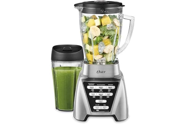 Oster Blender | Pro 1200 with Glass Jar, 24-Ounce Smoothie Cup, Brushed Nickel