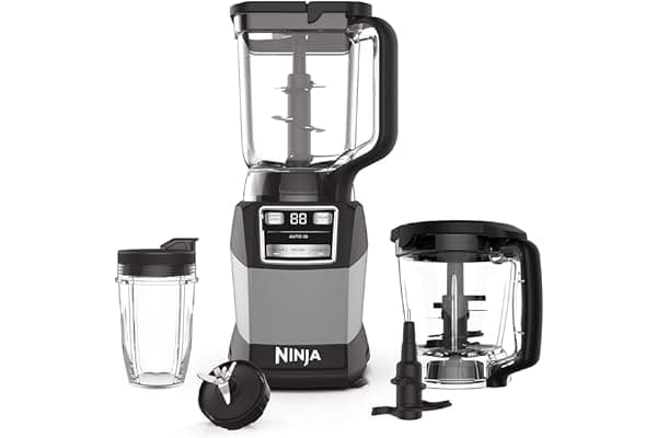 Ninja AMZ493BRN Compact Kitchen System, 1200W, 3 Functions for Smoothies, Dough & Frozen Drinks with Auto-IQ, 72-oz.* Blender Pitcher, 40-oz. Processor Bowl & 18-oz. Single-Serve Cup, Grey