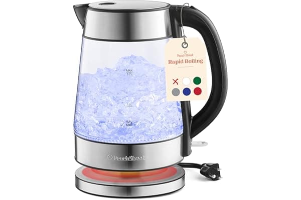 Speed-Boil Water Electric Kettle, 1.7L 1500W, Coffee & Tea Kettle Borosilicate Glass, Wide Opening, Auto Shut-Off, Cool Touch Handle, LED Light. 360° Rotation, Boil Dry Protection