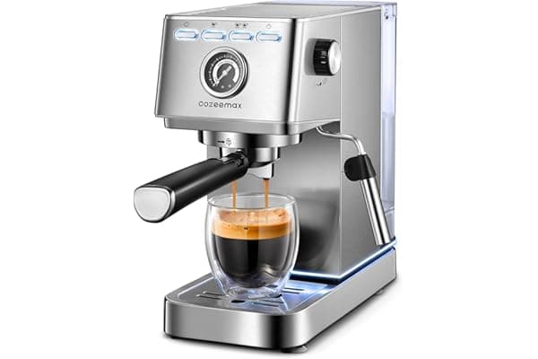 Espresso Machine, 20Bar Compact Espresso and Cappuccino Maker with Milk Frother Wand, Professional Espresso Coffee Machine for Cappuccino and Latte, Stainless Steel