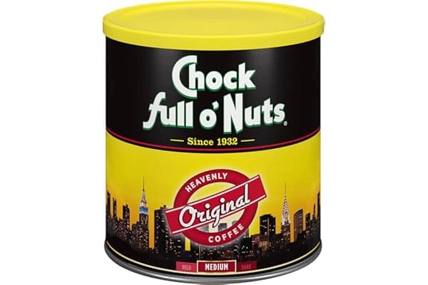 Chock Full o’Nuts Original Roast Ground Coffee, Medium Roast – Coffee Beans – Smooth, Full-Bodied Medium Blend with A Rich Flavor (30.5 Oz. Can)