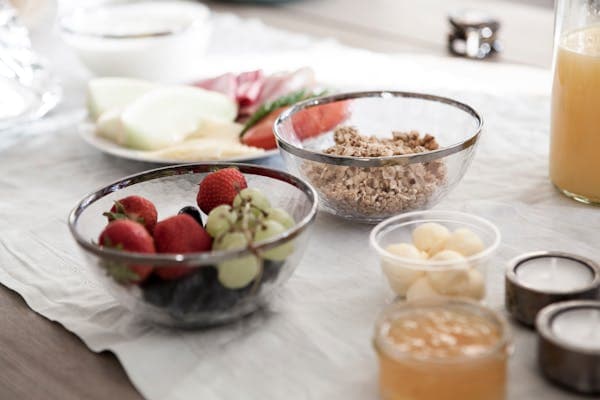 Serving with glass mixing bowls