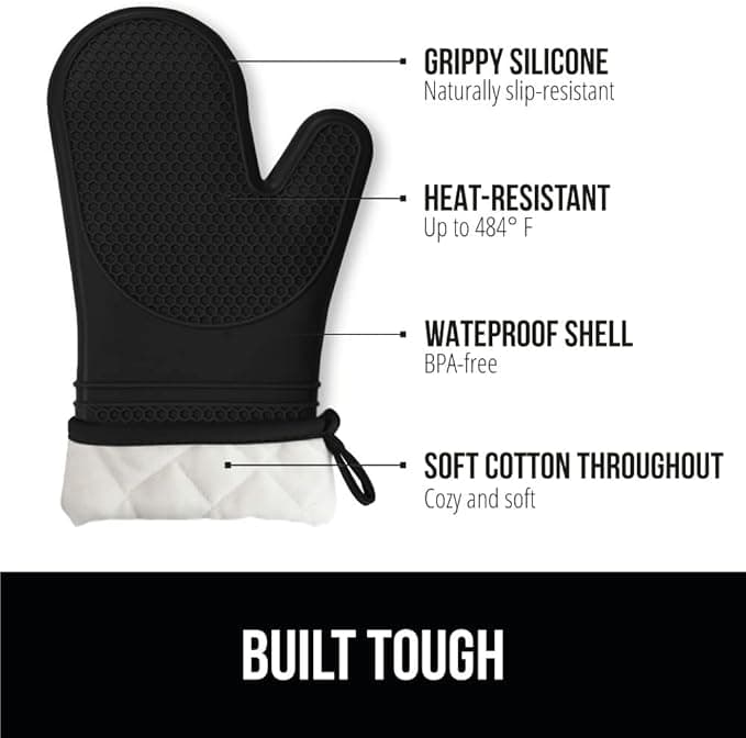  Gorilla Grip Heat and Slip Resistant Silicone Oven Mitts Set