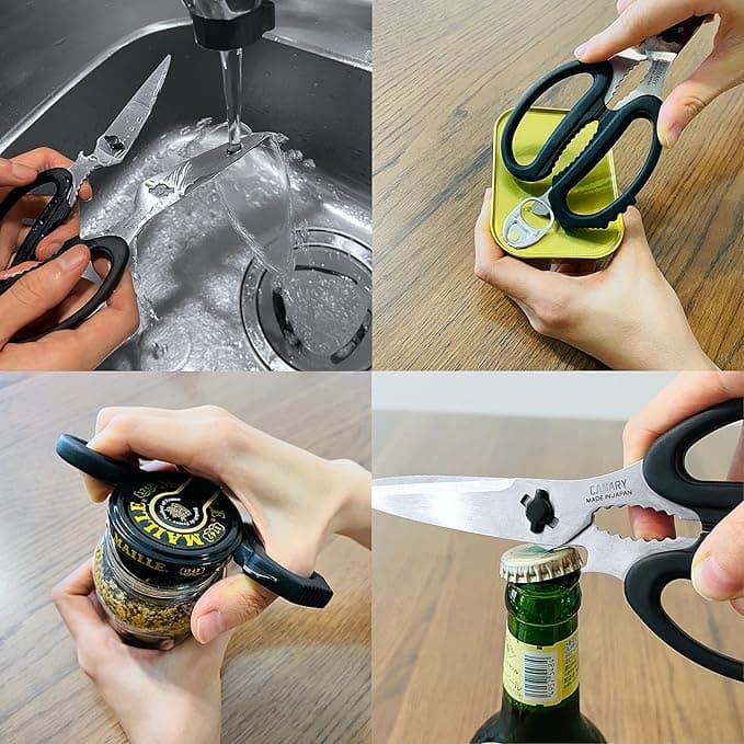 MITSUMOTO SAKARI Kitchen Scissorss, 4.7 inch Japanese Black Titanium  Plating Kitchen Shears Heavy Duty 