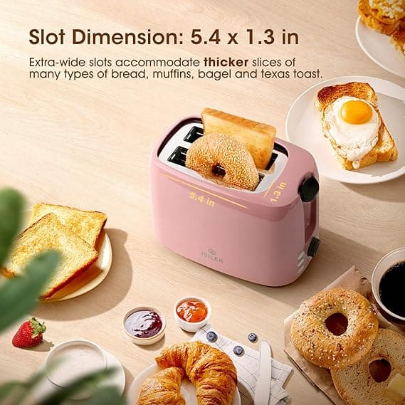 iSiLER 2 Slice Toaster, 1.3 Inches Wide Slot Bagel Toaster