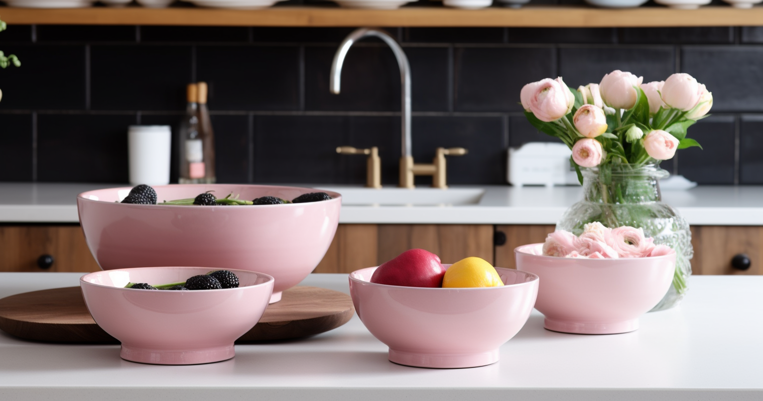 pink mixing bowls