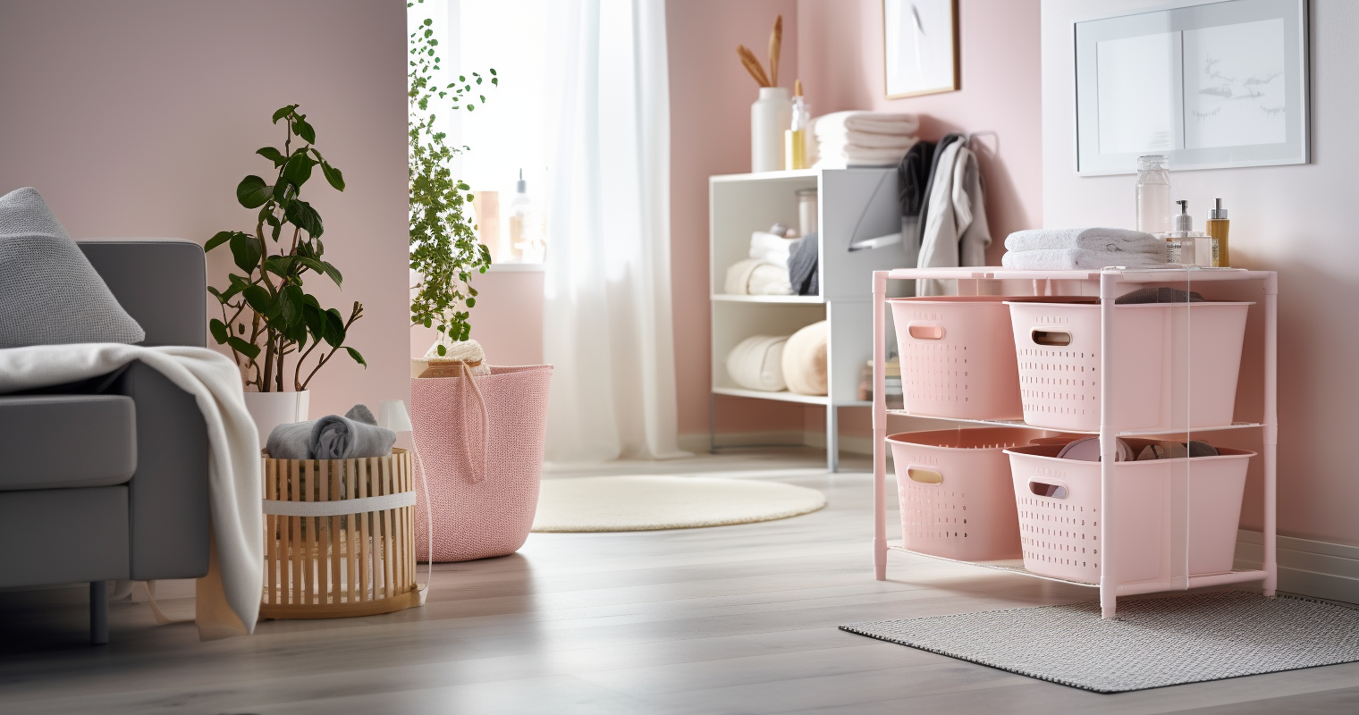 pink storage for bedroom