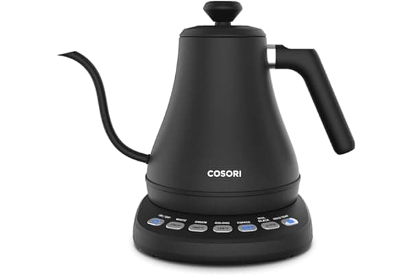 COSORI Electric Kettle Gooseneck with Temperature Control, 5 Presets Electric Tea Kettle & Pour Over Coffee Kettle, Stainless Steel, Ultra Fast, Auto Shutoff Boil-Dry Protection, 0.8L, Matte Black