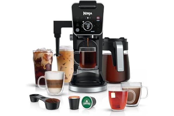 Ninja CFP301 DualBrew Pro System 12-Cup Coffee Maker, Single-Serve for Grounds & K-Cup Pod Compatible, 4 Brew Styles, Frother, 60-oz. Water Reservoir with Separate Hot Water Dispenser & Carafe, Black