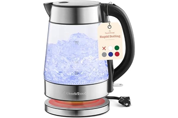 Speed-Boil Water Electric Kettle, 1.7L 1500W, Coffee & Tea Kettle Borosilicate Glass, Wide Opening, Auto Shut-Off, Cool Touch Handle, LED Light. 360° Rotation, Boil Dry Protection