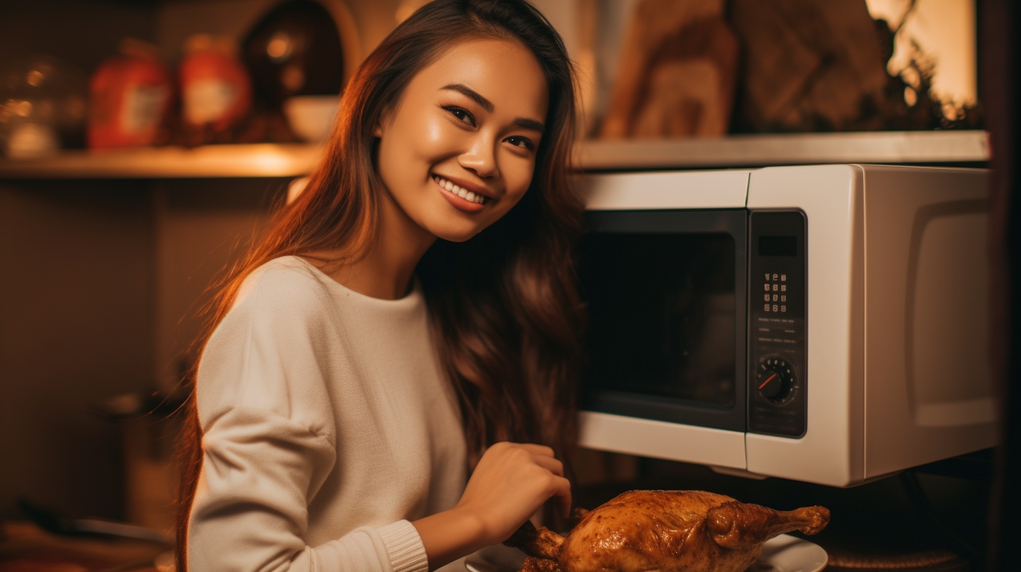Microwave Air Fryer Combo Being Used By a Woman