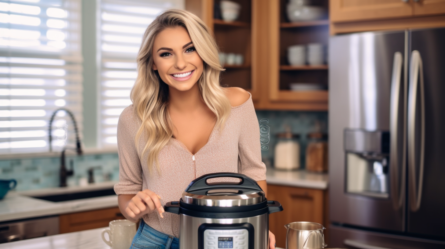 woman getting ready to can with an electric pressure cooker