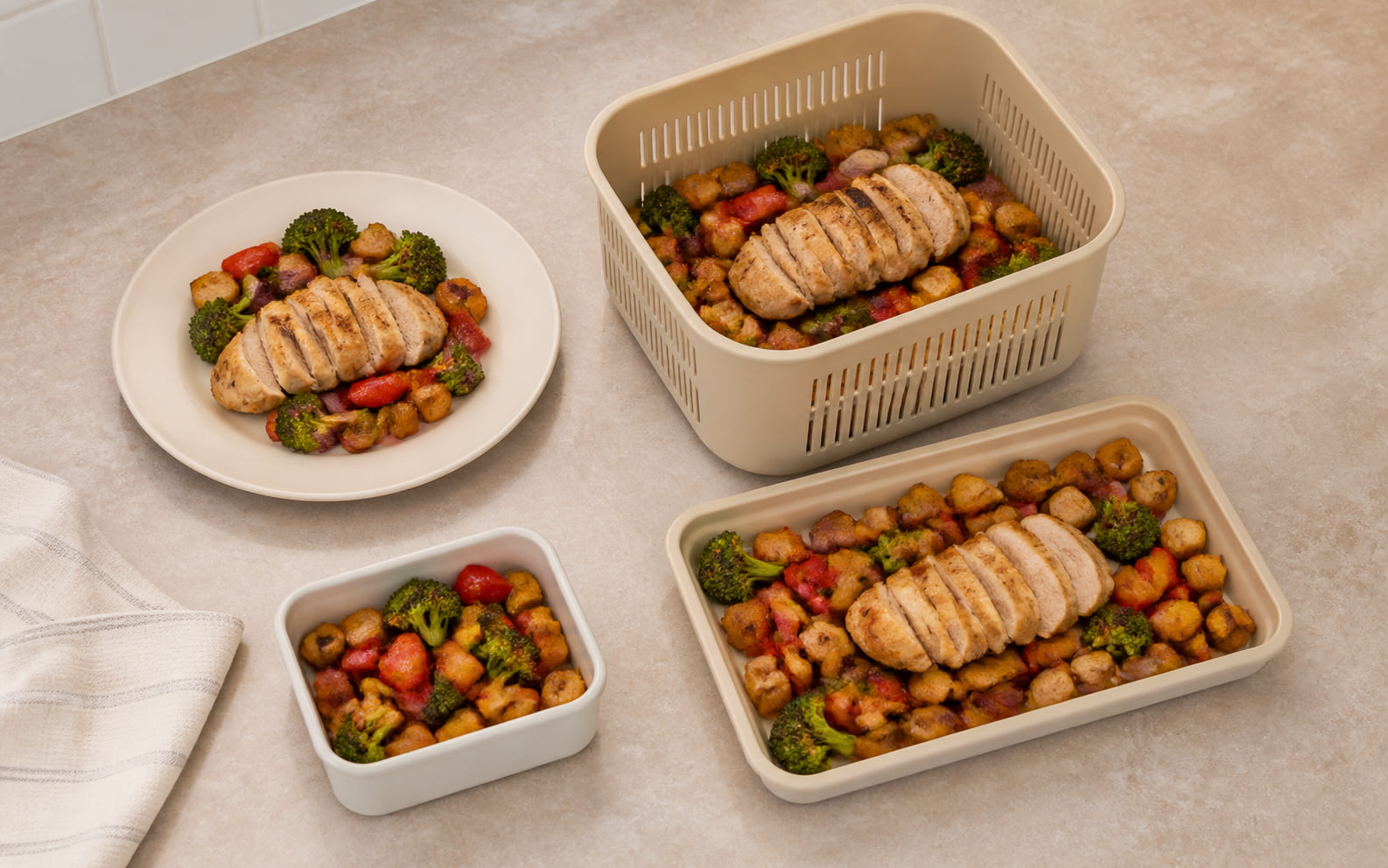 Editorial scene showing a normal household portion against a clearly bounded basket or tray area.